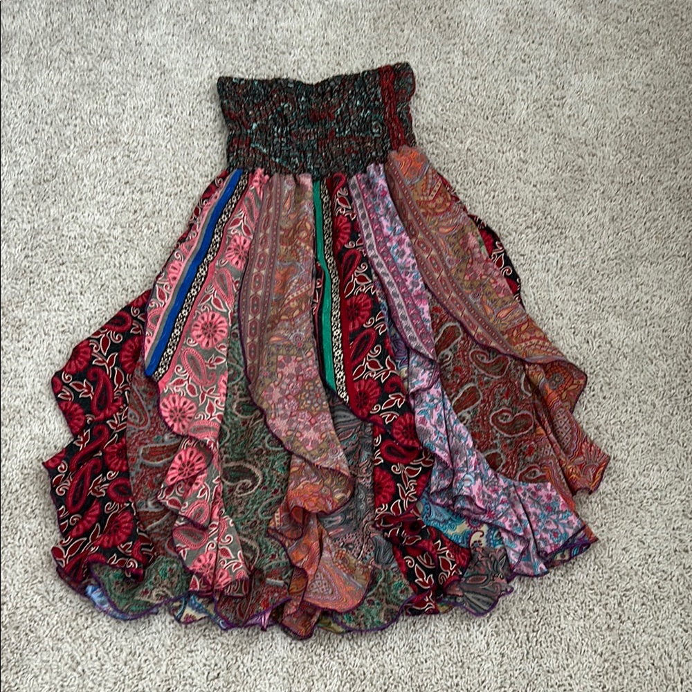 India Boutique Colorful Patchwork Midi Skirt